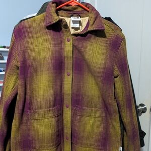 The North Face Women's Plaid Utility Jacket in Purple and Yellow
